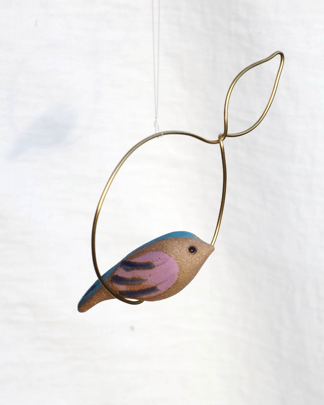 Oiseau céramique Tipiou, mobile oiseau fait main